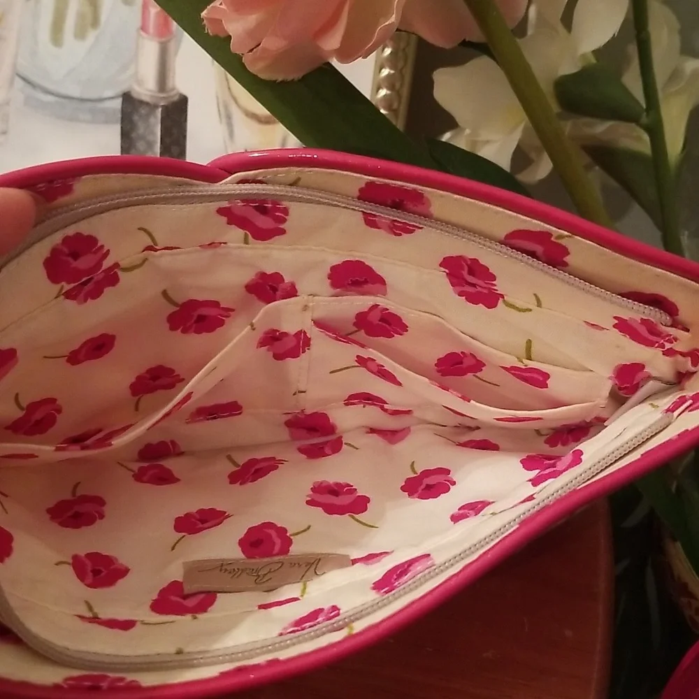 Vera Bradley Pink Flower Print Long Wristlet Clutch Pouch